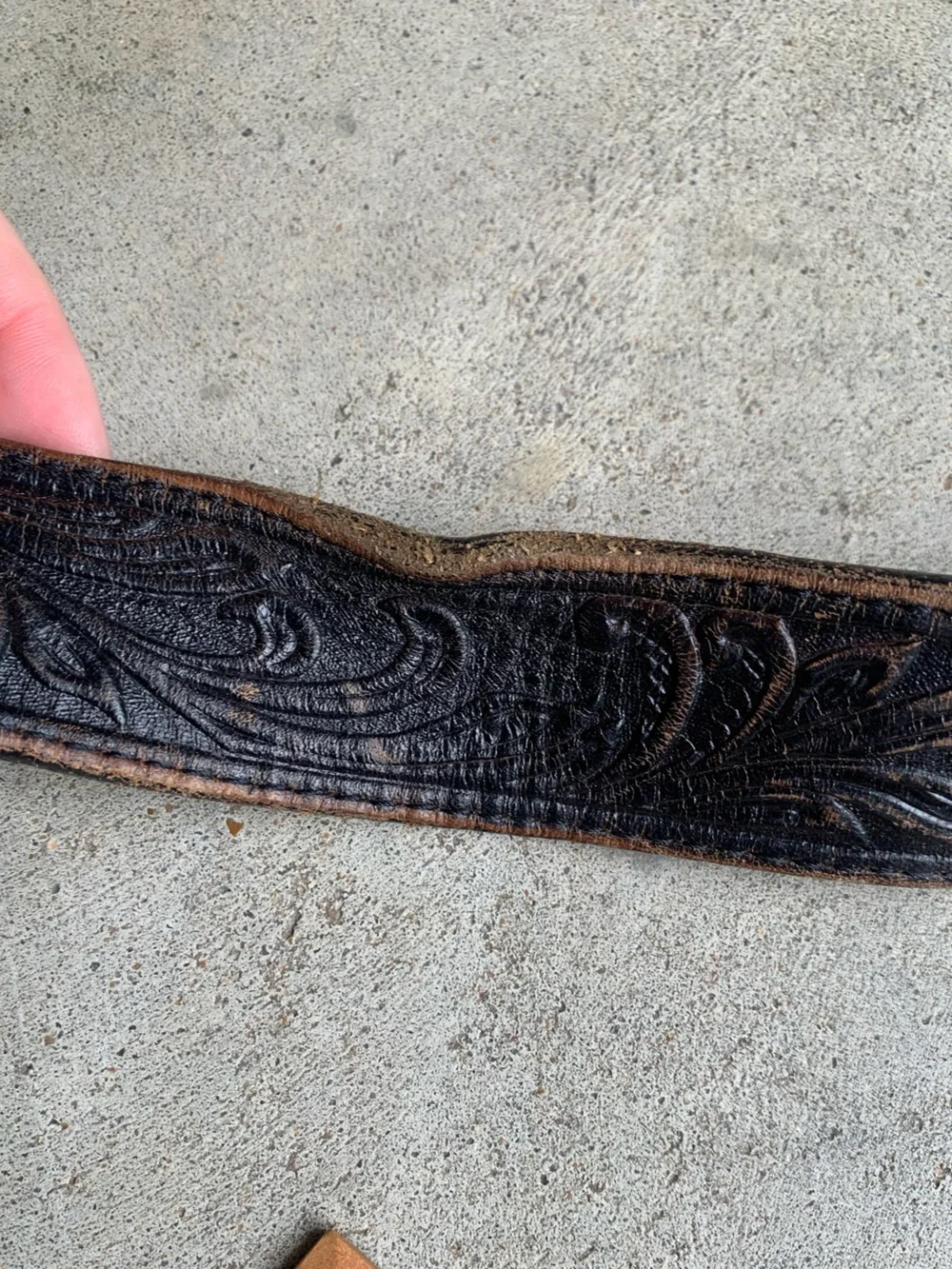Vintage Tony Lama Brown Western Leather Belt w/o buckle